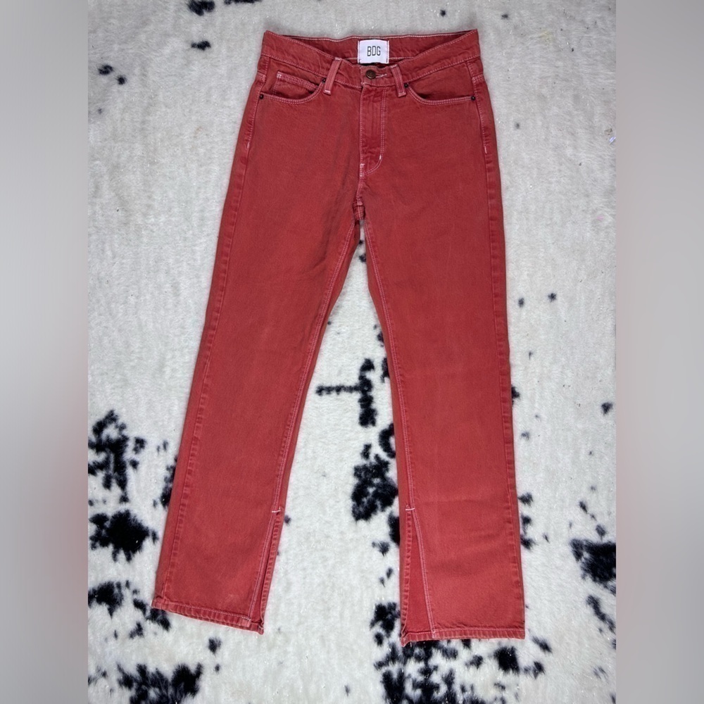 BDG Women's Burnt Orange Straight Leg Ankle Slit Denim Jeans Size 28